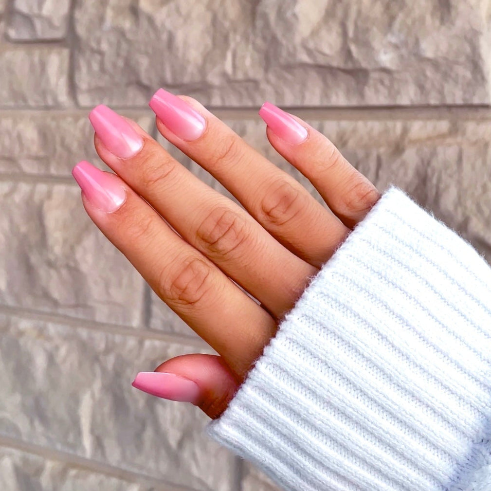 Coffin Fade,Ellie Vincy Press on Nails,Medium Almond,Ombre, Solid color, Pink press on nails,30 pcs, False nails,Reusable,Glue on nails,Sticky on nails,Pop on nails