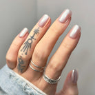 Pearl Mirage| Handmade Nails,Ellie Vincy Press on Nails,Short  Almond,Metallic,Handmade Pink press on nails,10 pcs, false nails,reusable,glue on nails