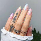 Color Splash,Ellie Vincy Press on Nails,Medium  Almond,Chrome, Abstract, Multicolor, Pink, Tie-dye press on nails,30 pcs, False nails,Reusable,Glue on nails,Sticky on nails,Pop on nails