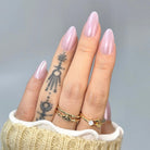 purple nails, purple chrome nails, purple glazed nails, press on nails, glued on nails, purple almond nails, soft purple nails