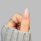 pink nails, baby pink nails, pink short nails, pink almond nails, press on nails, light pink nails, pink glitter nails, glued-on nails