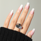 Baby Boomer Nude Medium Coffin,Ellie Vincy Press on Nails,  Coffin,Ombre, White press on nails,28 pcs, False nails,Reusable,Glue on nails,Sticky on nails,Pop on nails